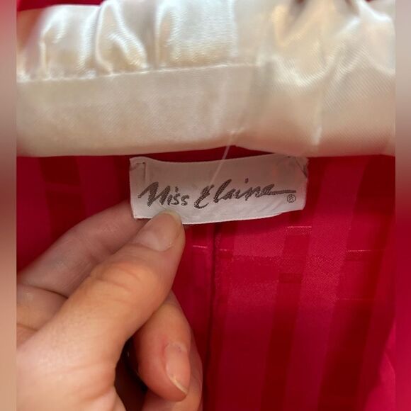 Miss Elaine fushia polyester satin feel robe EUC rope tie pockets Large - Picture 2 of 6